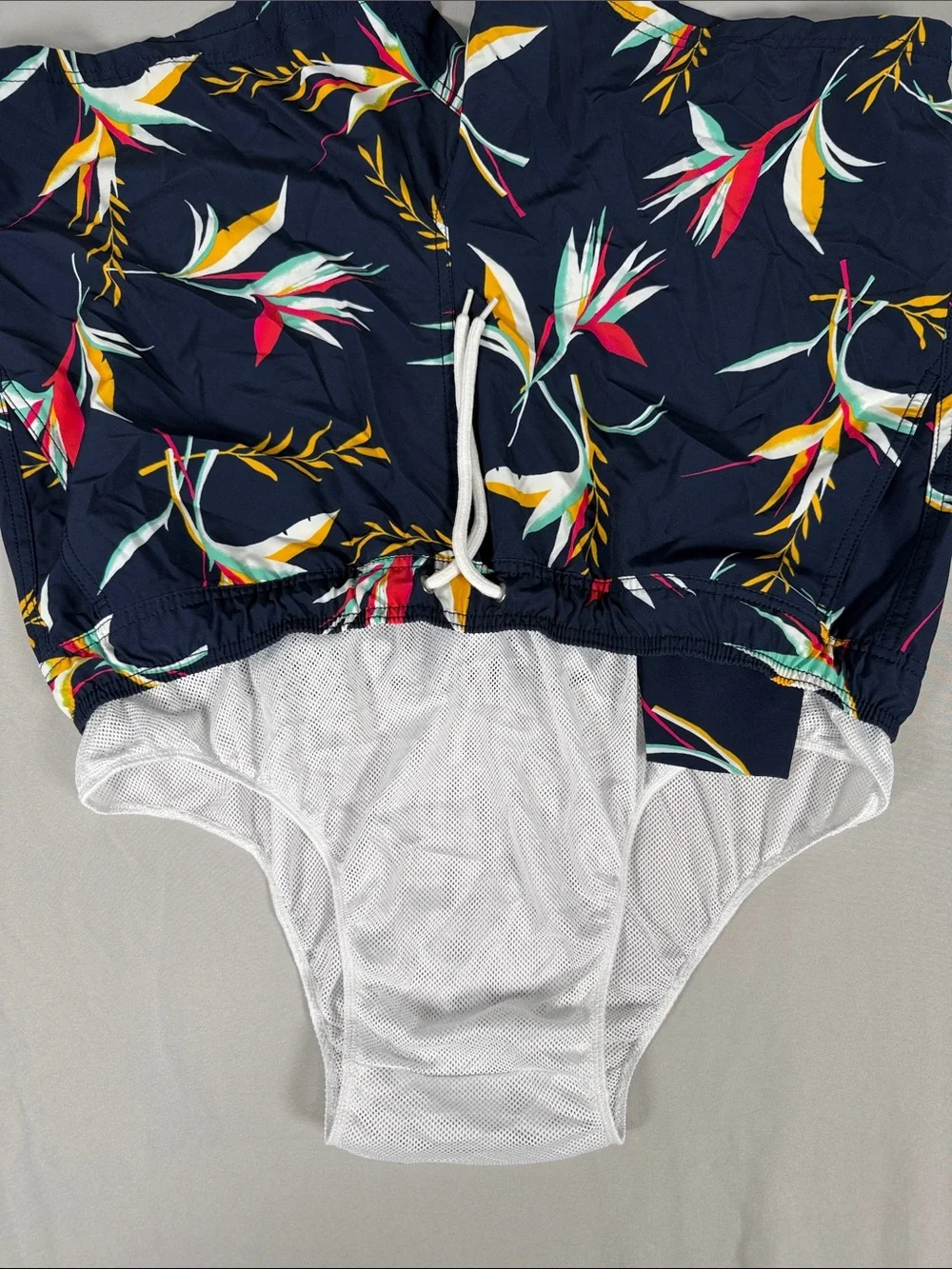 J. Crew Men's Navy Floral Swim Shorts - Versatile Beach Trunks